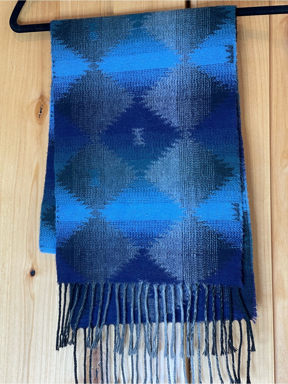 Soft native print scarf in shades of blue